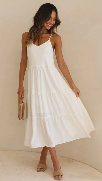 White Slip Midi Dress