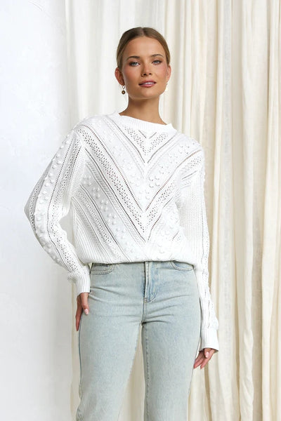 White Delicate Crochet Knit Sweater