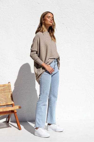 Taupe Slouchy Knit Sweater