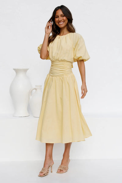 Sweet Yellow Midi Dress