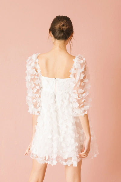 White Daizy Tulle Mini Dress