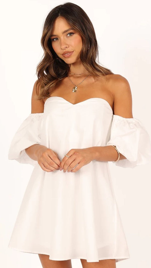 White Off Shoulder Mini Dress