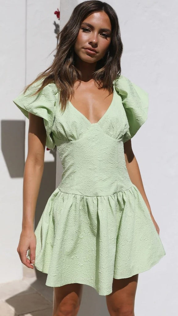 Mint Green Solid Mini Dress