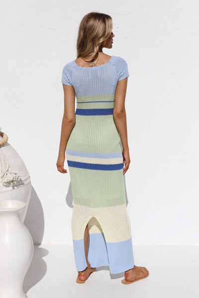 Color Block Knit Sweater Dress