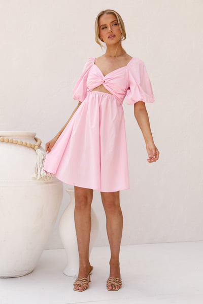 Blush Front Twisted Mini Dress