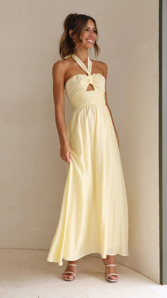 Fiesta Halter Maxi Dress - Sunny Yellow