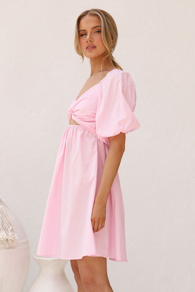 Blush Front Twisted Mini Dress
