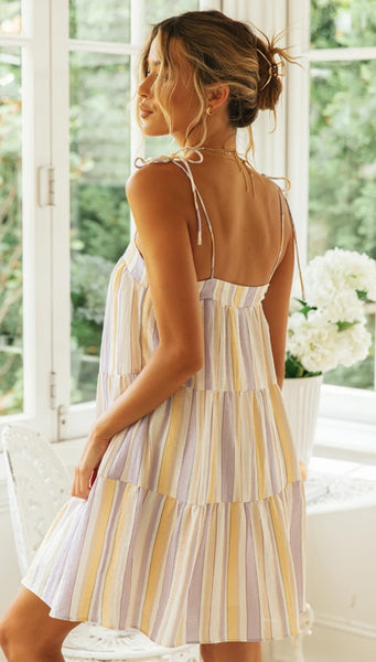 Pastel Striped Slip-On Dress