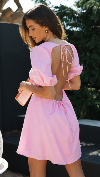 Peach Pink Backless Dress