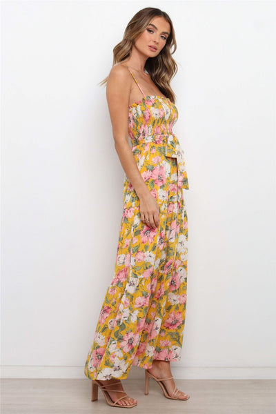 Yellow Floral Slip Maxi Dress