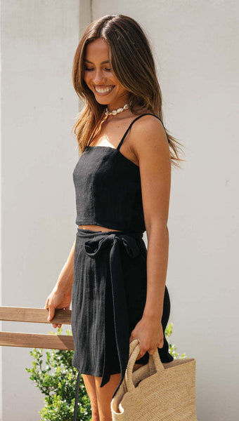 Black Cami Top and Skirt Sets