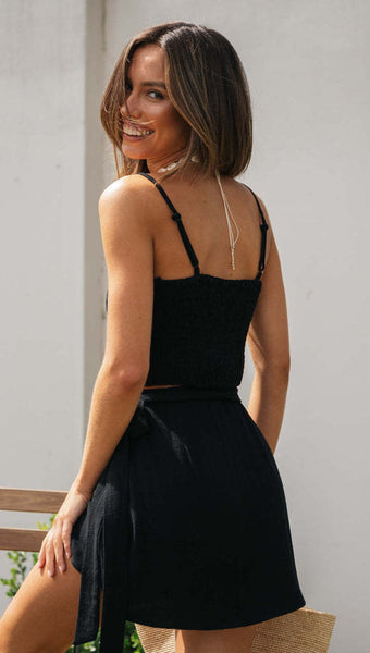 Black Cami Top and Skirt Sets