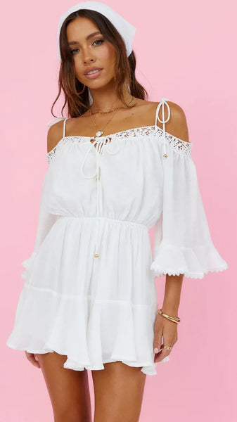 White Off Shoulder Mini Dress