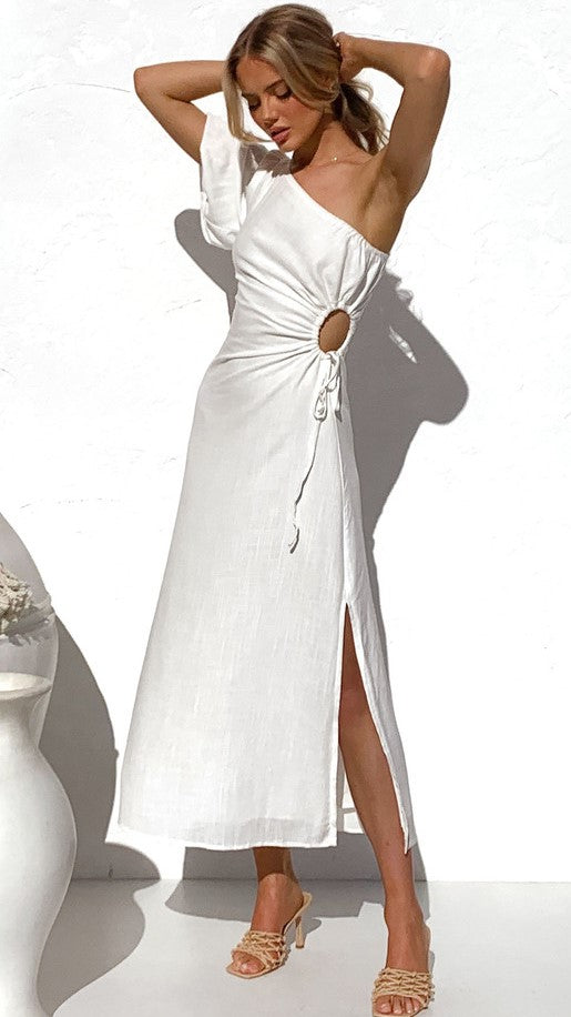 White Cutout Midi Dress