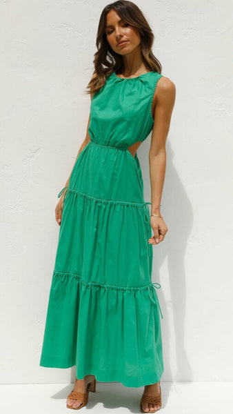 Green Sleeveless Midi Dress
