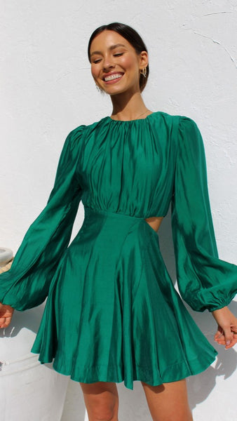Green Long Sleeves Dress