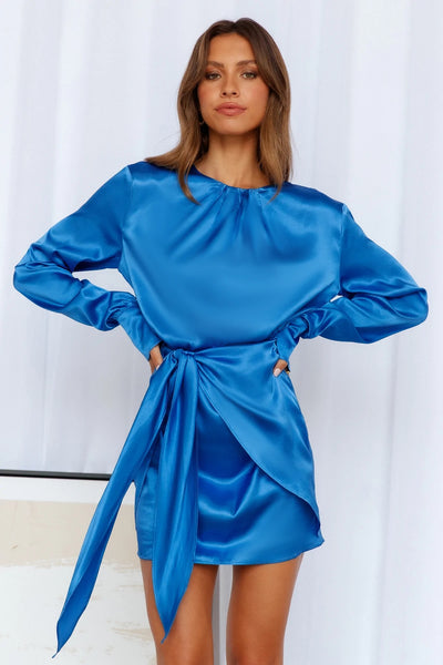 Royal Blue Long Sleeves Mini Dress