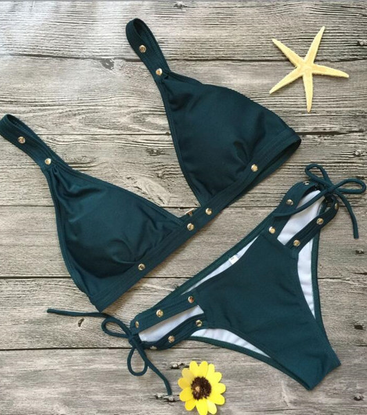 Edgy Studded Triangle Bikini Set – Gabi Swimwear