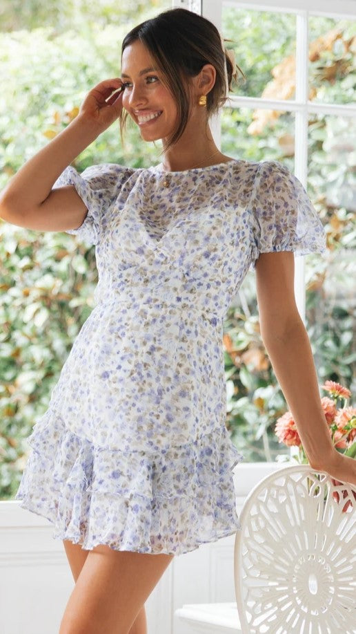 Azure Floral Mini Dress