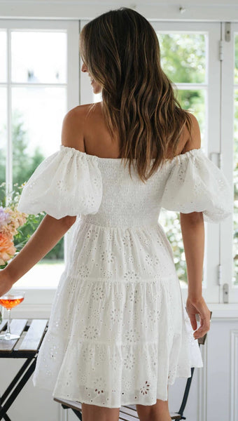 White Off Shoulder Mini Dress