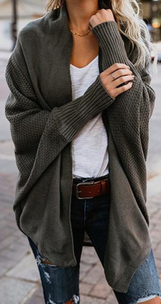 Army Green Oversize Casual Cardigan