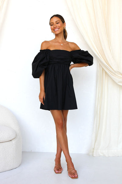 Black Off Shoulder Mini Dress