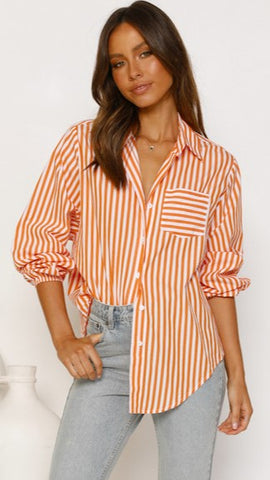 Orange Striped Button Down Shirt