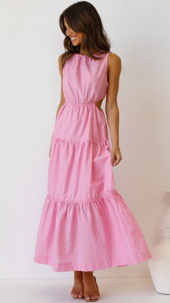 Blush Pink Sleeveless Midi Dress