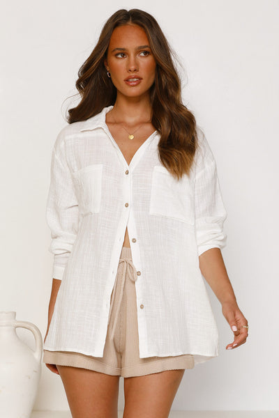 White Solid Button Down Shirt