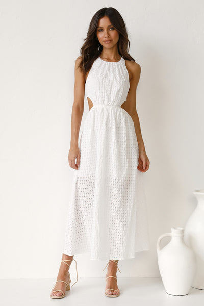 White Cutout Backless Midi Dress