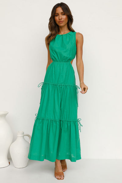 Green Sleeveless Midi Dress