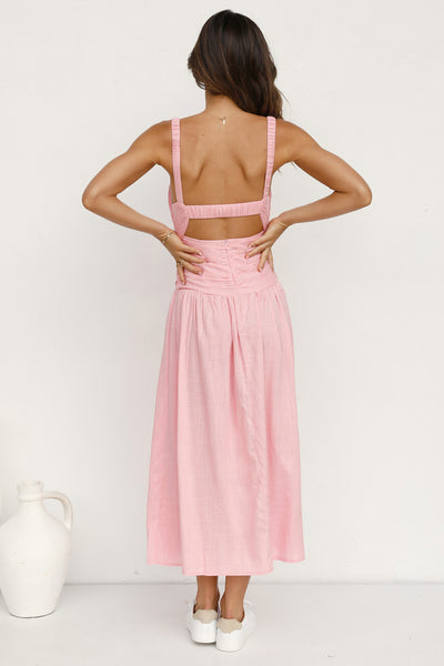 Blush Pink Cutout Backless Midi Dress