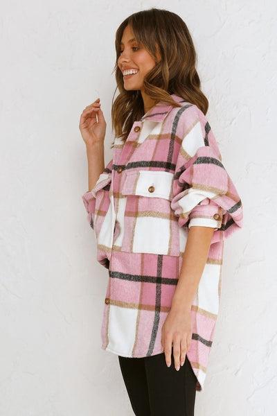 Pink Tartan Plaid Shacket