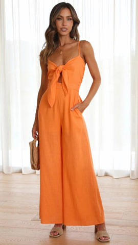 Orange Front Bowtie Jumpsuit