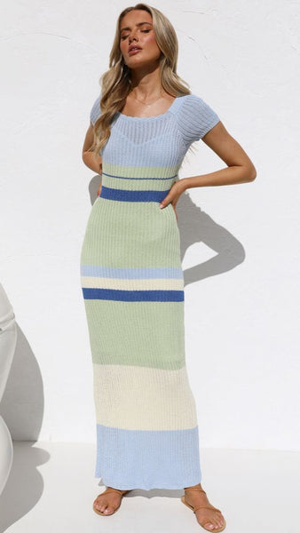 Color Block Knit Sweater Dress