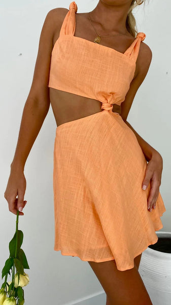 Orange Knot Mini Dress