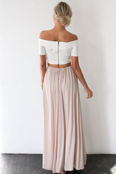 White Off Shoulder Cropped Tee